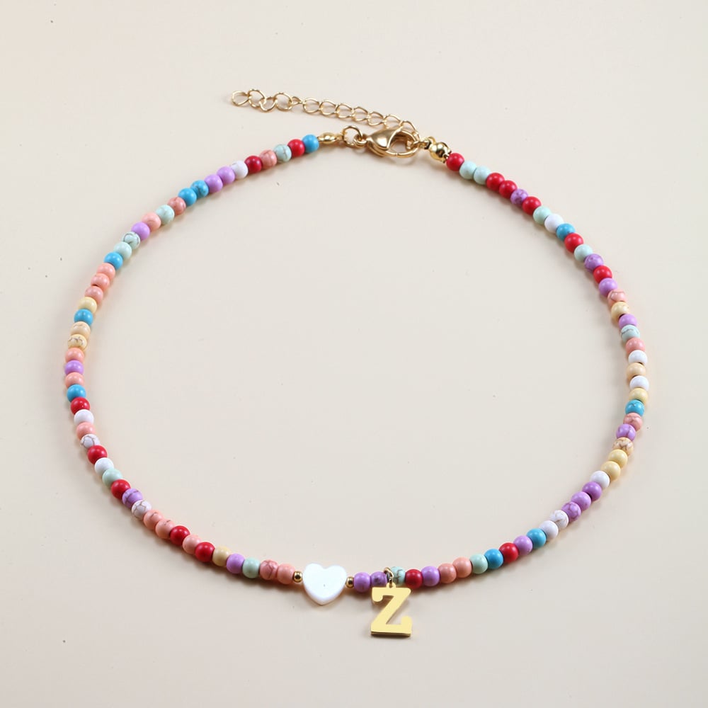 🌈Colorful Beads Initial Choker '18k Gold Plated'💗