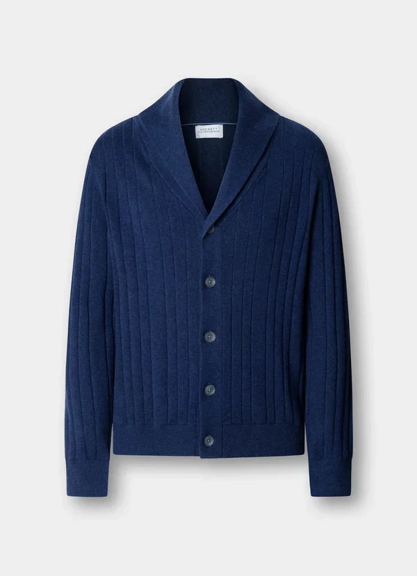 Cotton-Cashmere Rib Shawl Cardigan