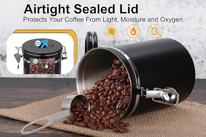 Coffee Canister Stainless Steel Storage Container with Scoop£¬1.5L