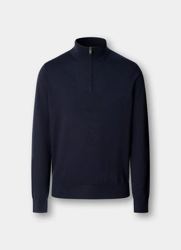 Cotton-Cashmere Quarter Zip Jumper