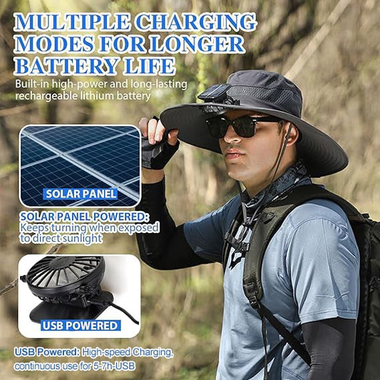 ??Best father¡®s Day Gifts?2025 New Ultralight Solar Fan Sun Hat ¨C Lighter Than a Baseball!?(Only 11oz)£ºJapanese Design