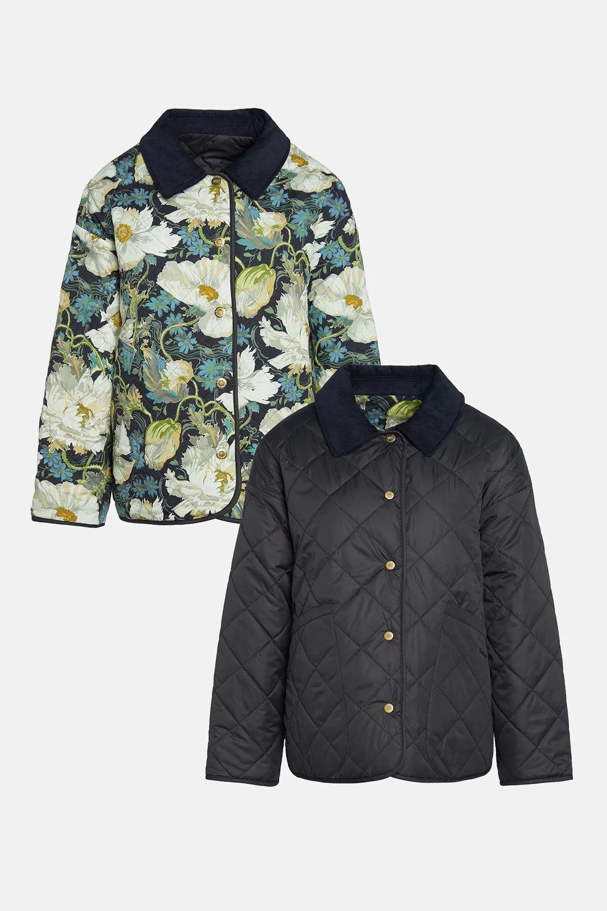 Daintry Reversible Quilted Jacket - BLACK/PAPAVERA