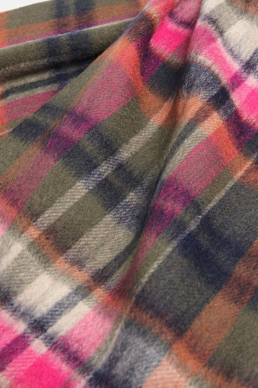Vintage Winter Plaid Scarf - PINK DAHLIA