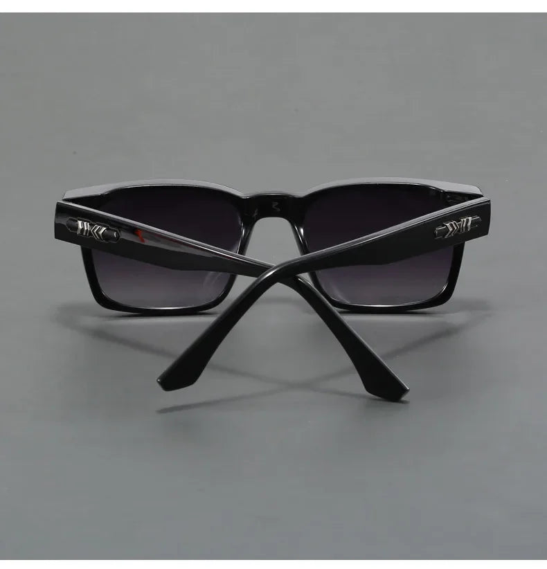 Colorblock Square Frame Polarized Retro Sunglasses