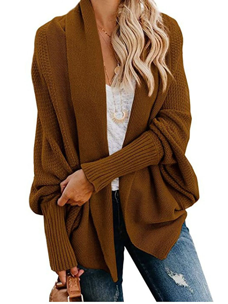 Stunncal Bat sleeve plus size long knitted cardigan sweater£¨13 colors£©