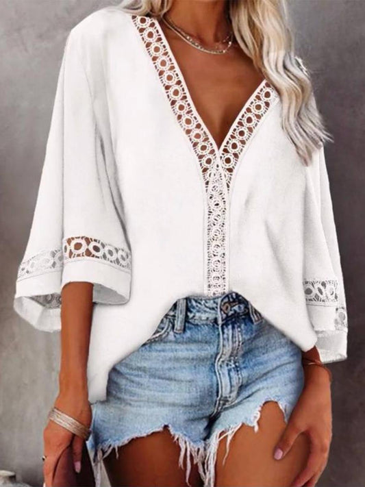 Stunnncal Lace V-neck Shirt£¨5 colors£©