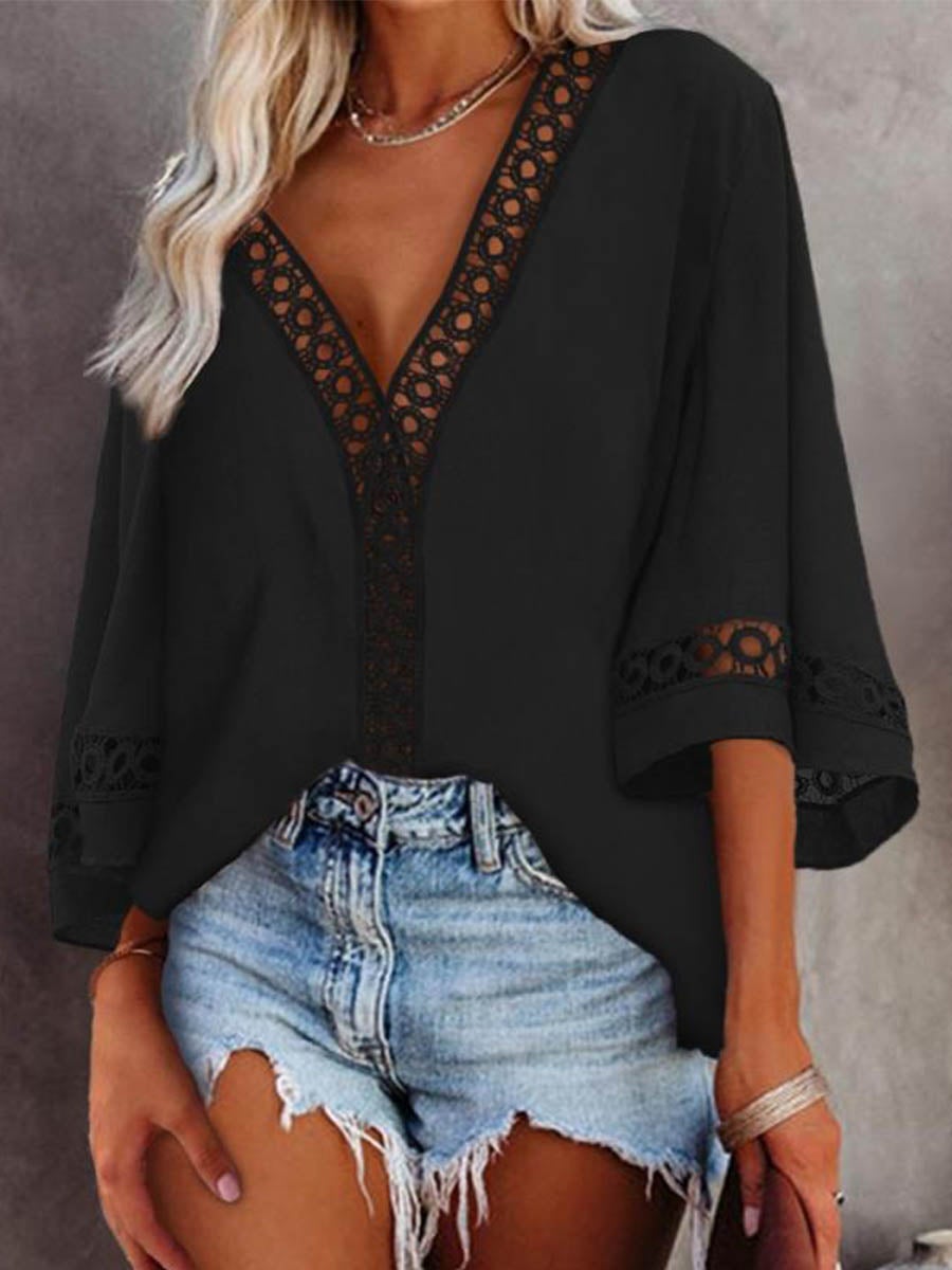 Stunnncal Lace V-neck Shirt£¨5 colors£©