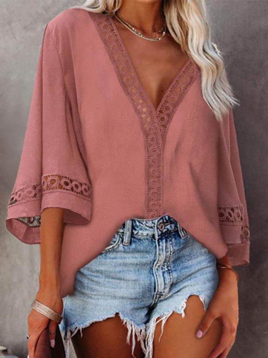 Stunnncal Lace V-neck Shirt£¨5 colors£©