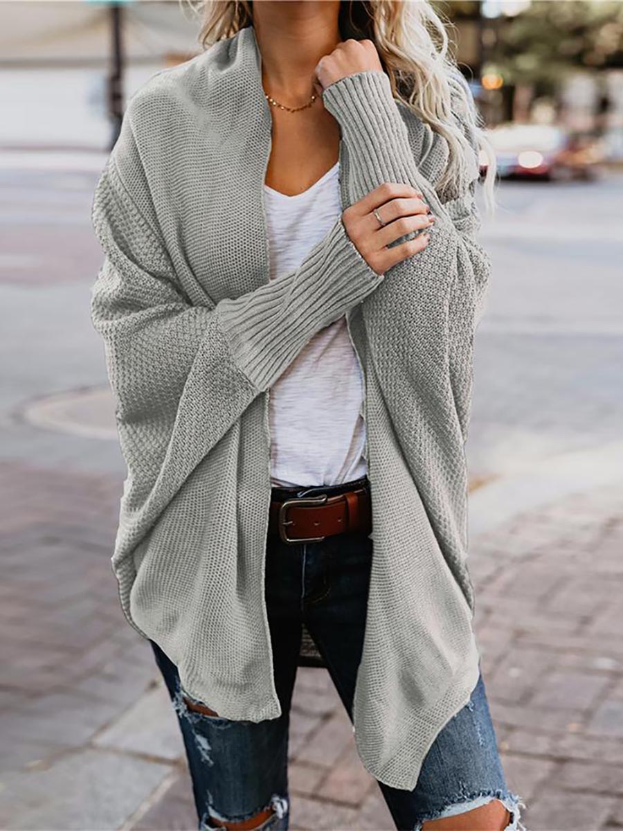 Stunncal Bat sleeve plus size long knitted cardigan sweater£¨13 colors£©