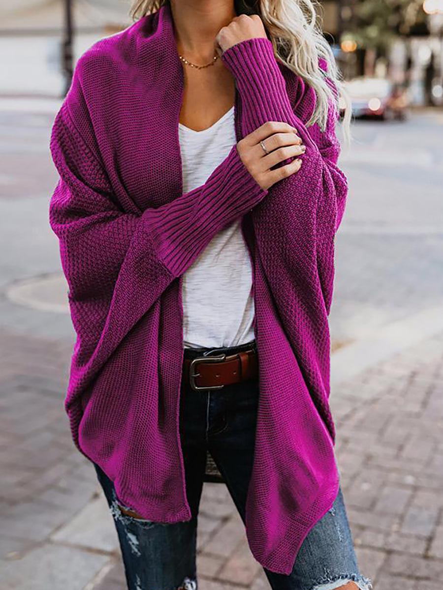Stunncal Bat sleeve plus size long knitted cardigan sweater£¨13 colors£©