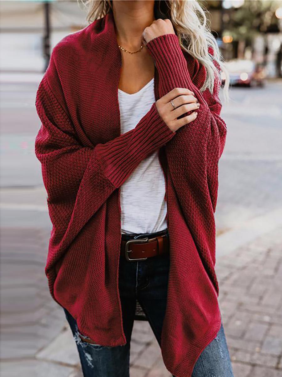 Stunncal Bat sleeve plus size long knitted cardigan sweater£¨13 colors£©