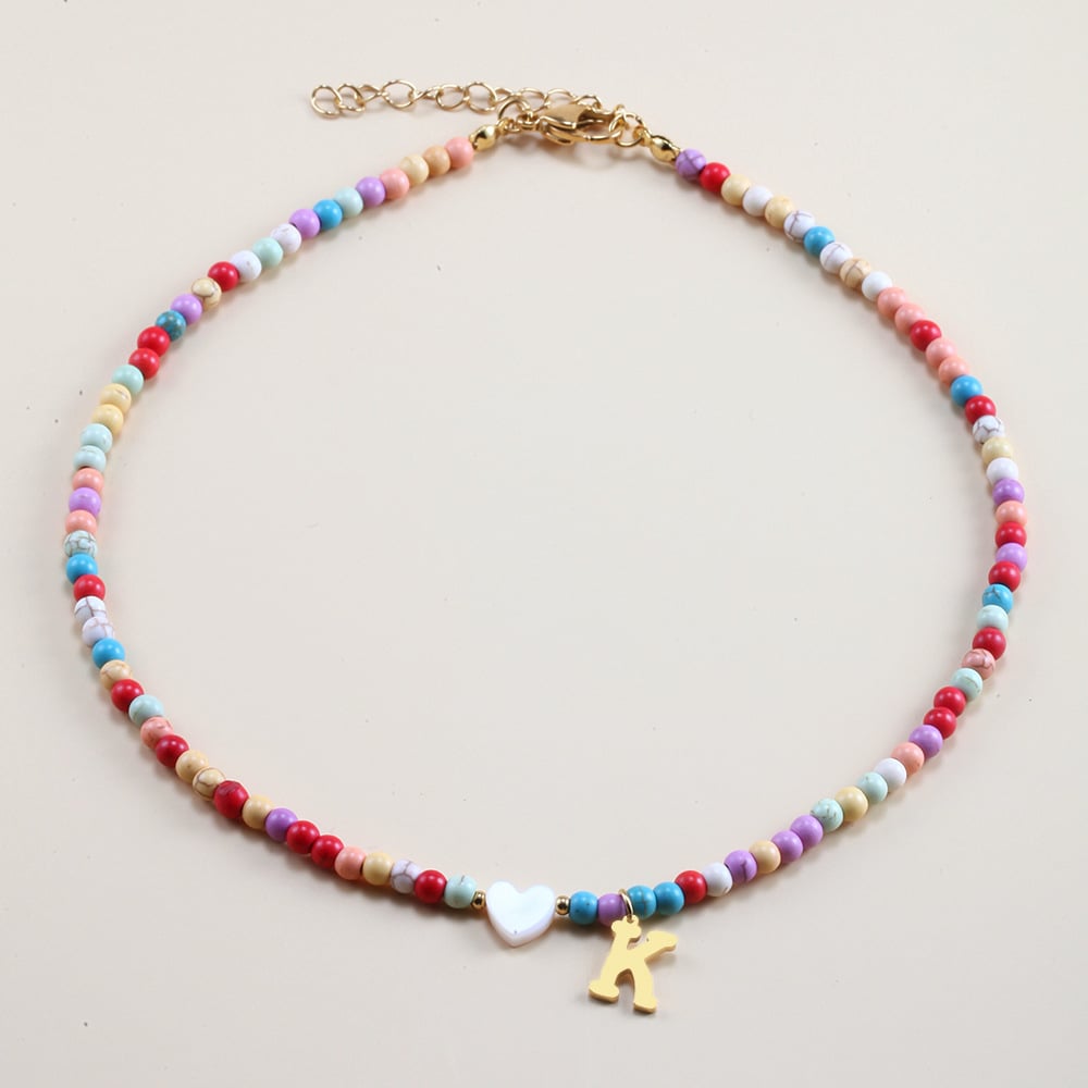 🌈Colorful Beads Initial Choker '18k Gold Plated'💗