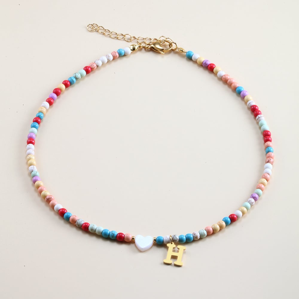 🌈Colorful Beads Initial Choker '18k Gold Plated'💗