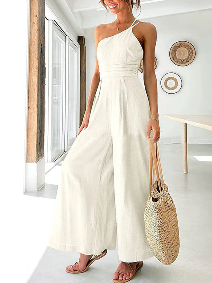 Stunncal Chic Journey One Shoulder Straps Wide Leg Jumpsuit£¨8 colors£©