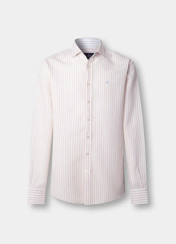 Tailored Fit Cotton-Linen Stripe Shirt