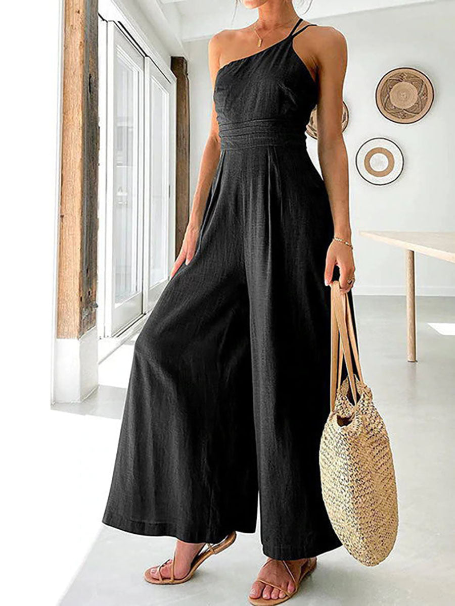 Stunncal Chic Journey One Shoulder Straps Wide Leg Jumpsuit£¨8 colors£©