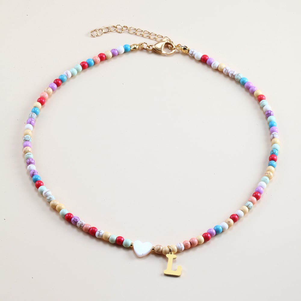 🌈Colorful Beads Initial Choker '18k Gold Plated'💗