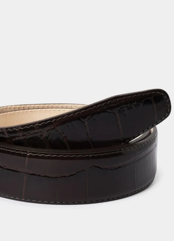 Leather Croc Stamped Formal Belt