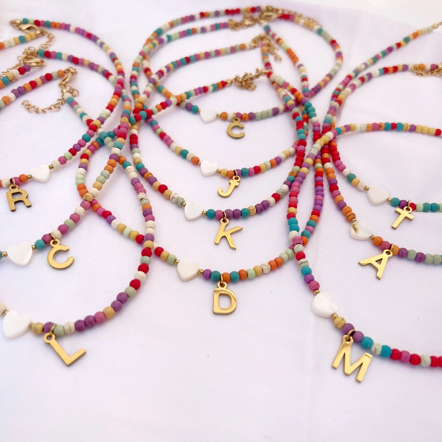 🌈Colorful Beads Initial Choker '18k Gold Plated'💗