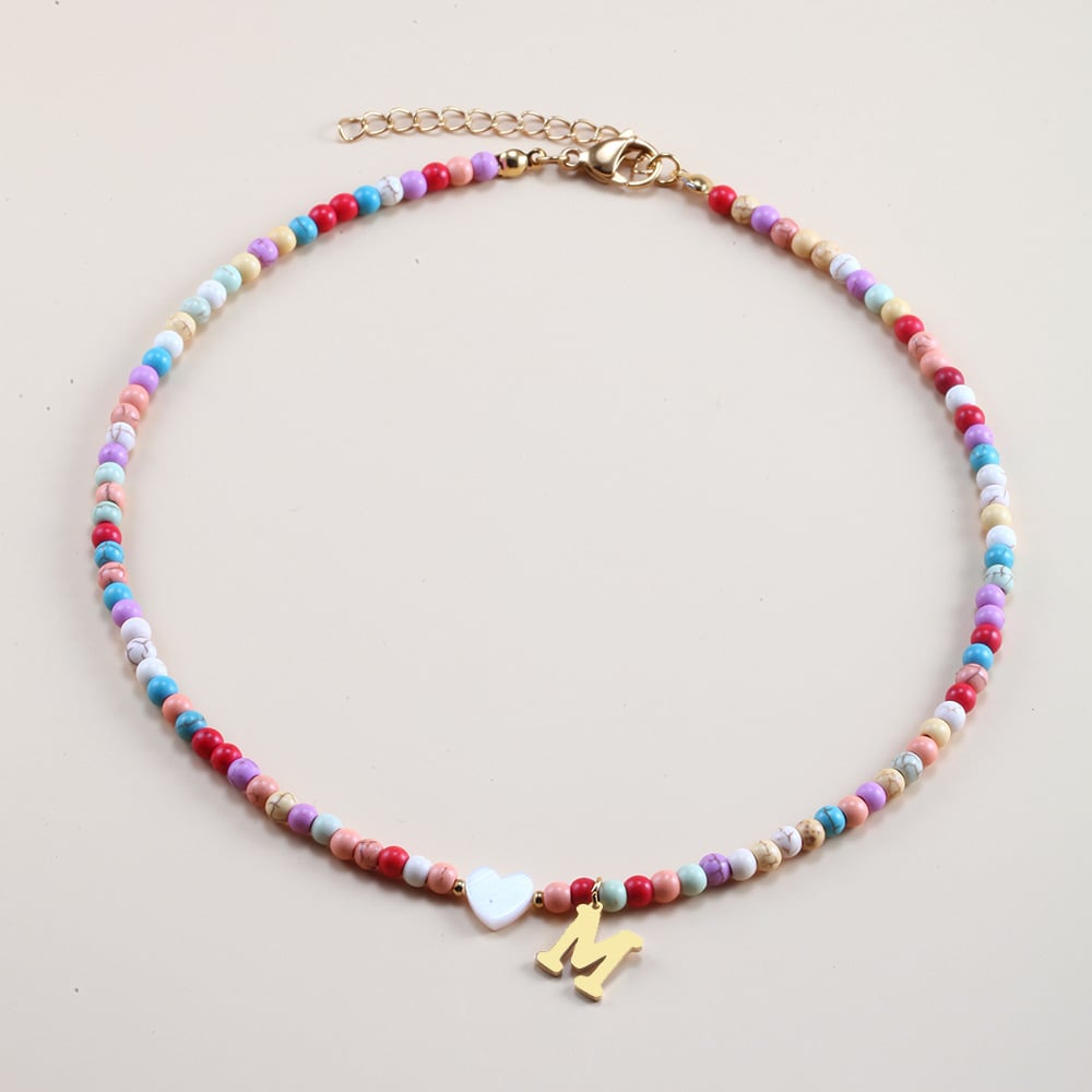 🌈Colorful Beads Initial Choker '18k Gold Plated'💗