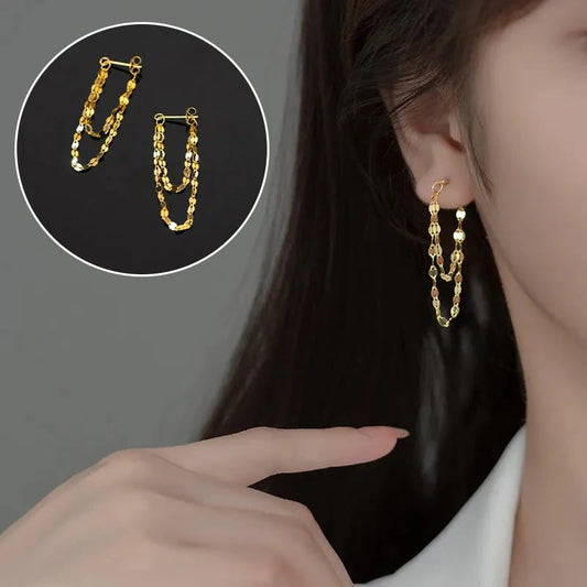 Tassel earrings with sequin chain