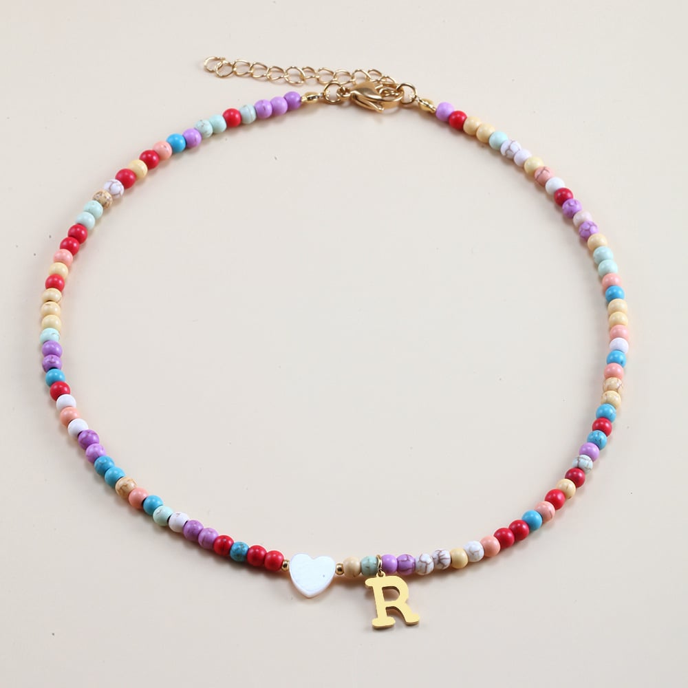 🌈Colorful Beads Initial Choker '18k Gold Plated'💗