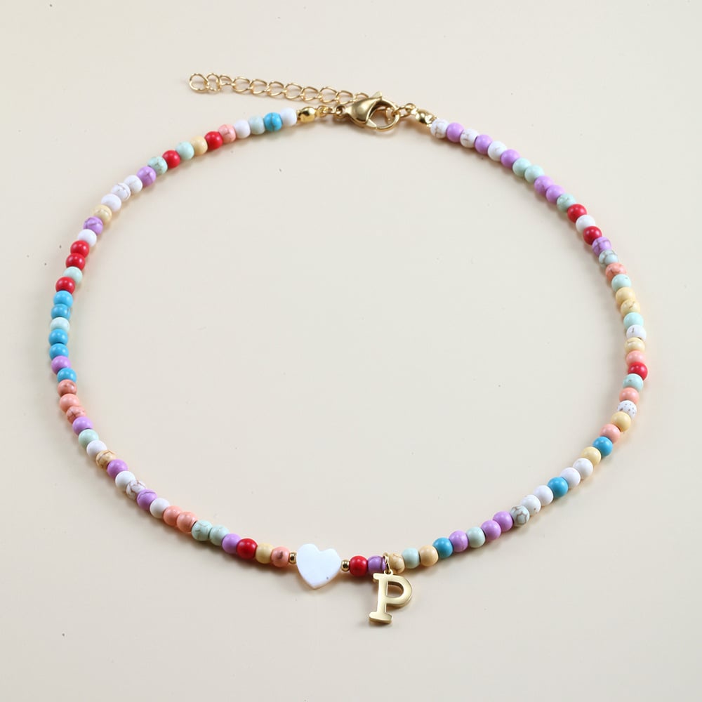 🌈Colorful Beads Initial Choker '18k Gold Plated'💗
