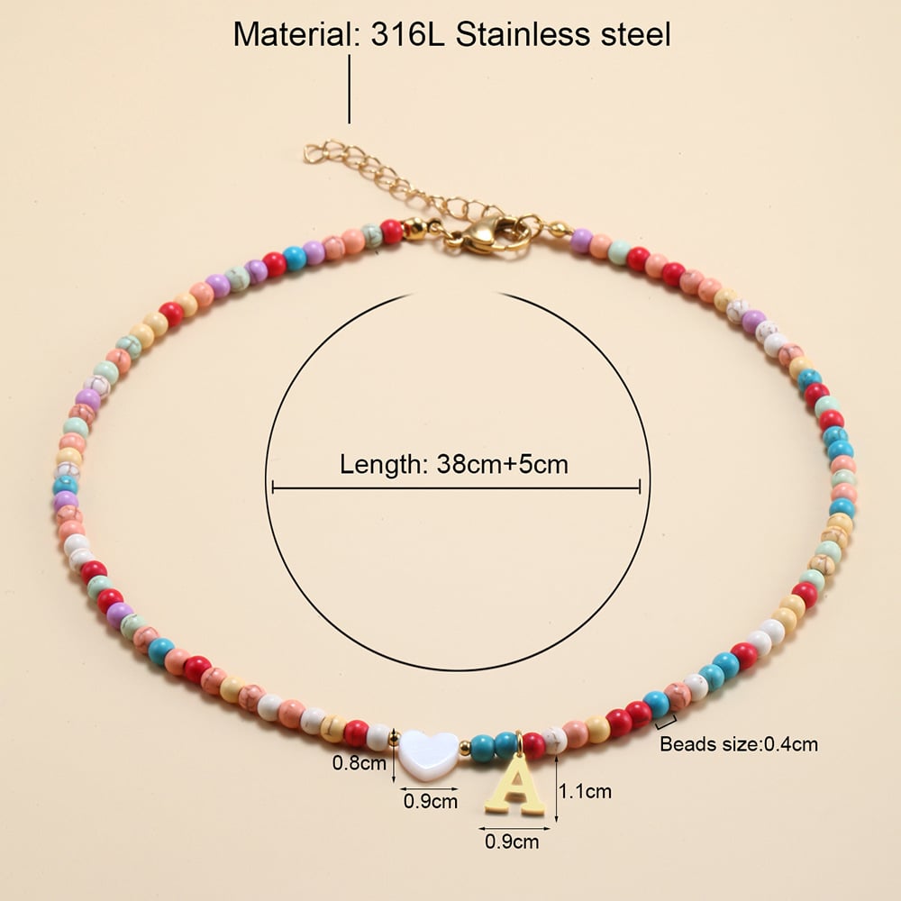 🌈Colorful Beads Initial Choker '18k Gold Plated'💗