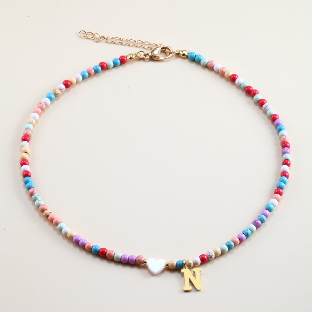 🌈Colorful Beads Initial Choker '18k Gold Plated'💗