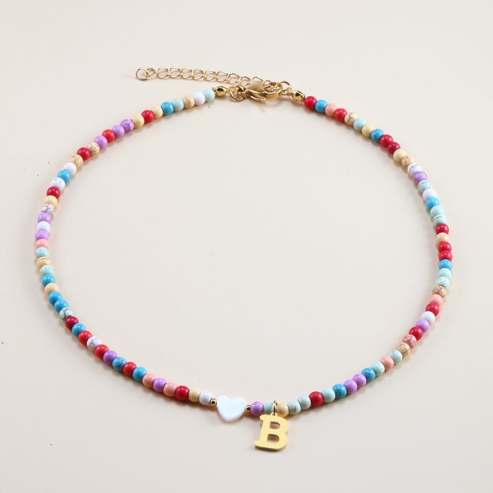 🌈Colorful Beads Initial Choker '18k Gold Plated'💗
