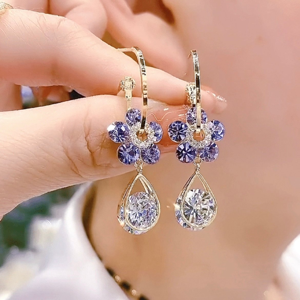 💖 Fashion Flower Crystal Earrings
