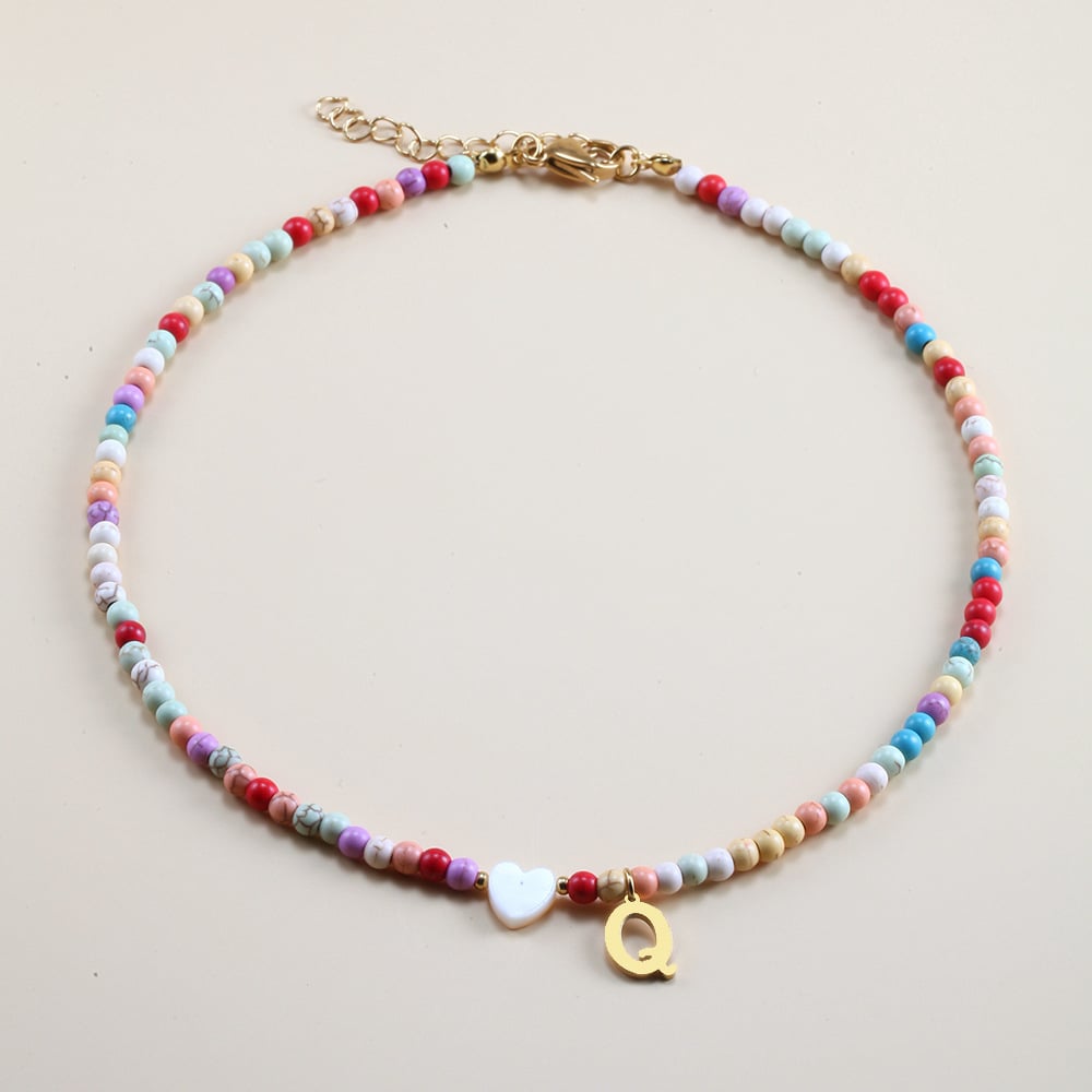 🌈Colorful Beads Initial Choker '18k Gold Plated'💗