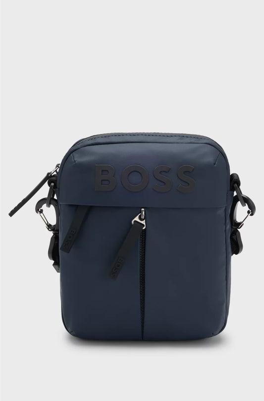 FAUX-LEATHER REPORTER BAG WITH TONAL LOGO