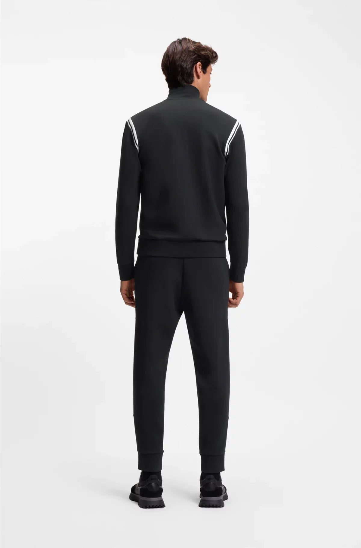STRETCH-COTTON REGULAR-FIT TRACKSUIT SET WITH STRIPE INSERTS
