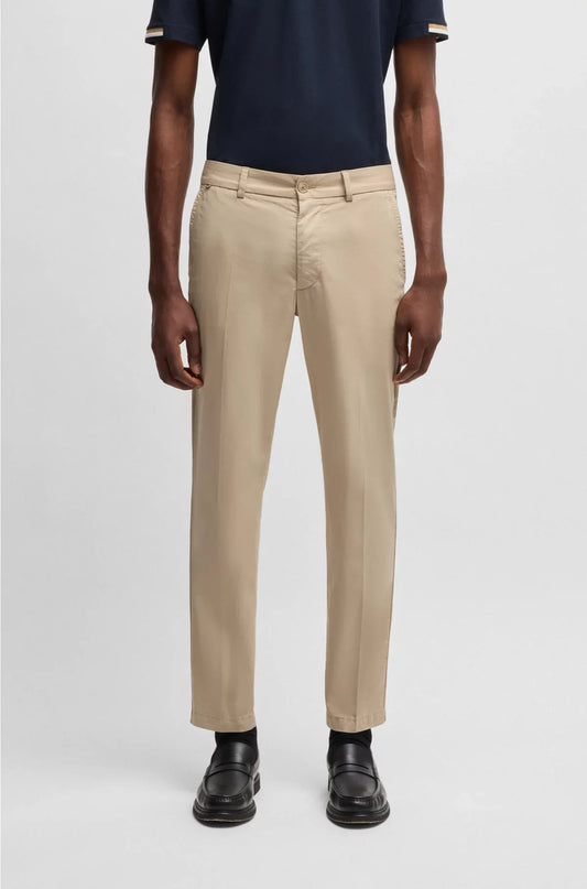 SLIM-FIT TROUSERS IN COTTON-BLEND SATIN