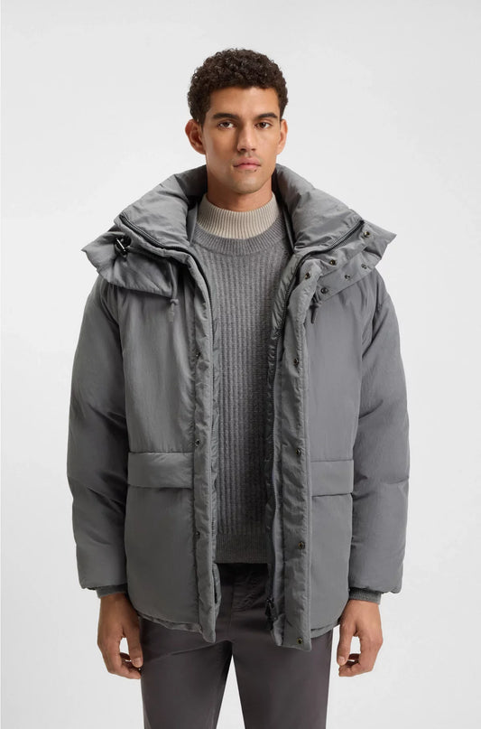 WATER-REPELLENT PUFFER JACKET WITH DETACHABLE HOOD