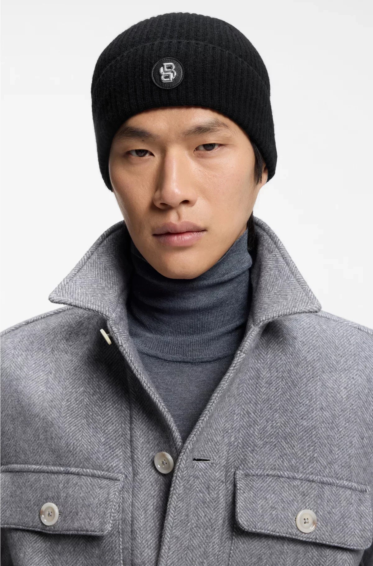 WOOL-CASHMERE BEANIE HAT WITH DOUBLE B MONOGRAM