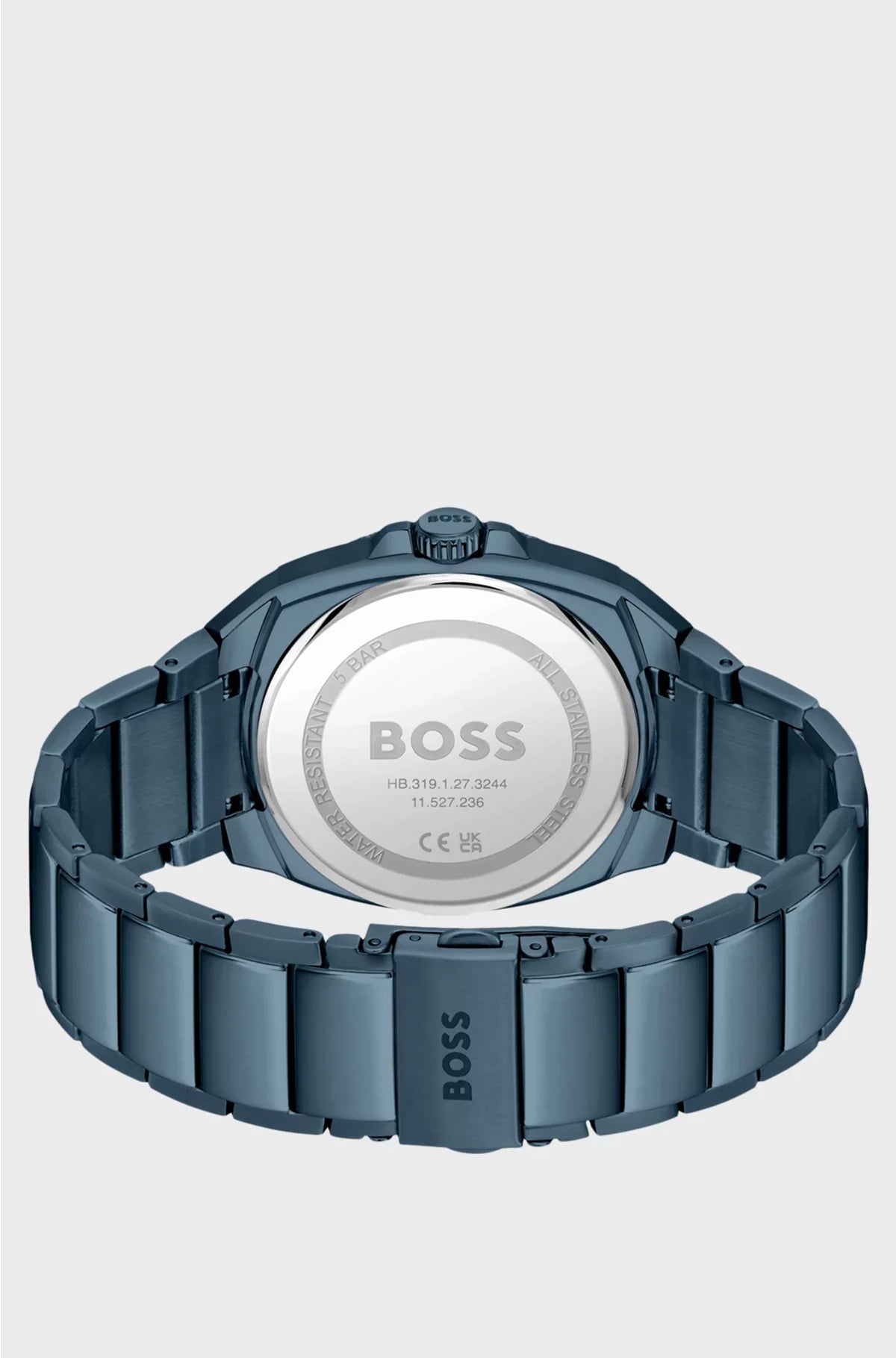 BLUE LINK-BRACELET WATCH WITH TONAL GUILLOCHE DIAL