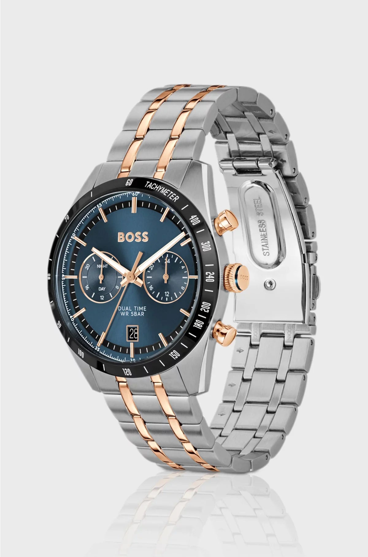 TOURMASTER BLUE-DIAL WATCH WITH TWO-TONE BRACELET