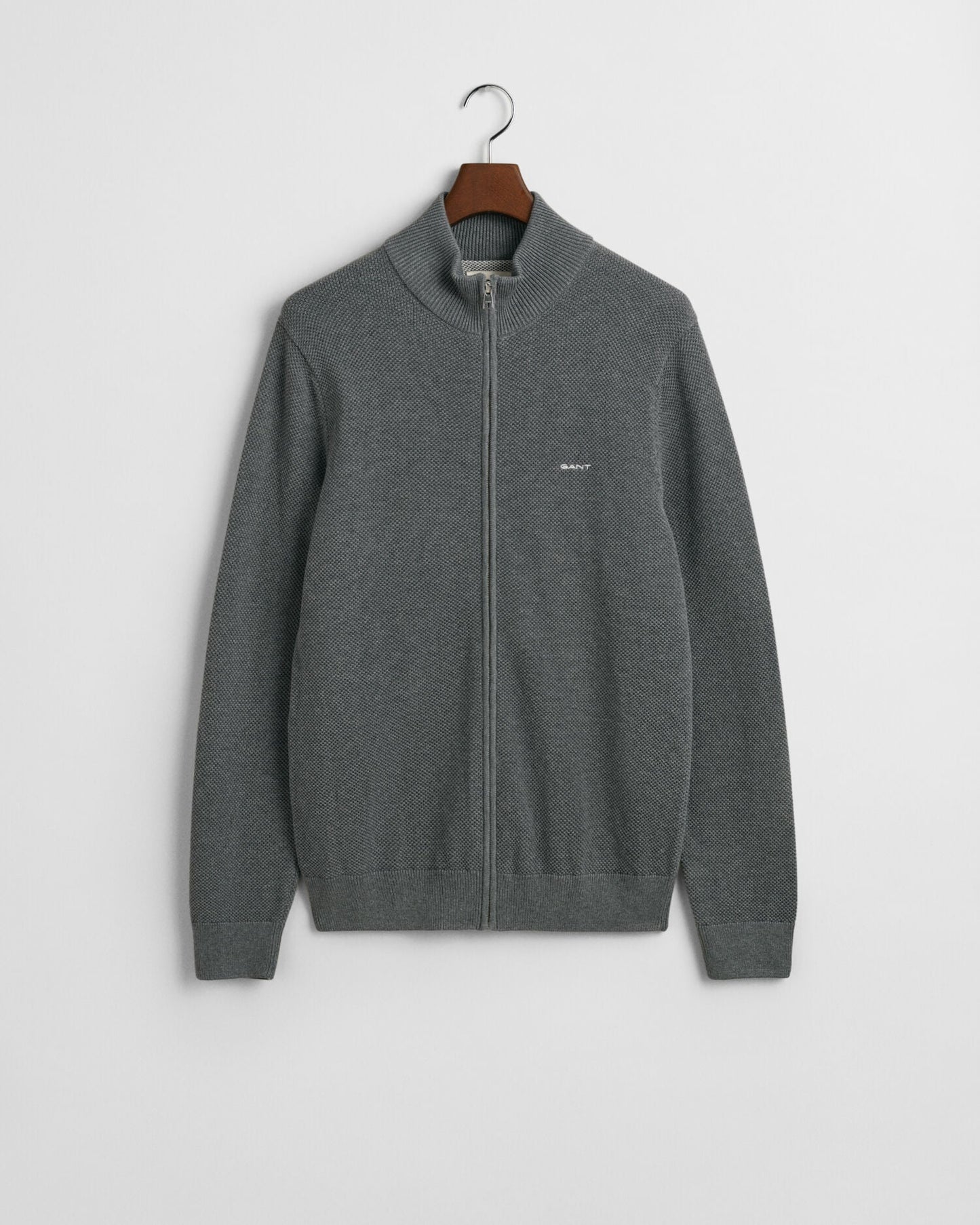 Cotton Pique Zip Cardigan