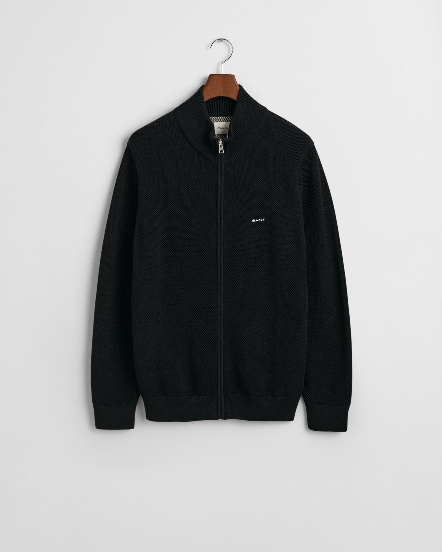 Cotton Pique Zip Cardigan