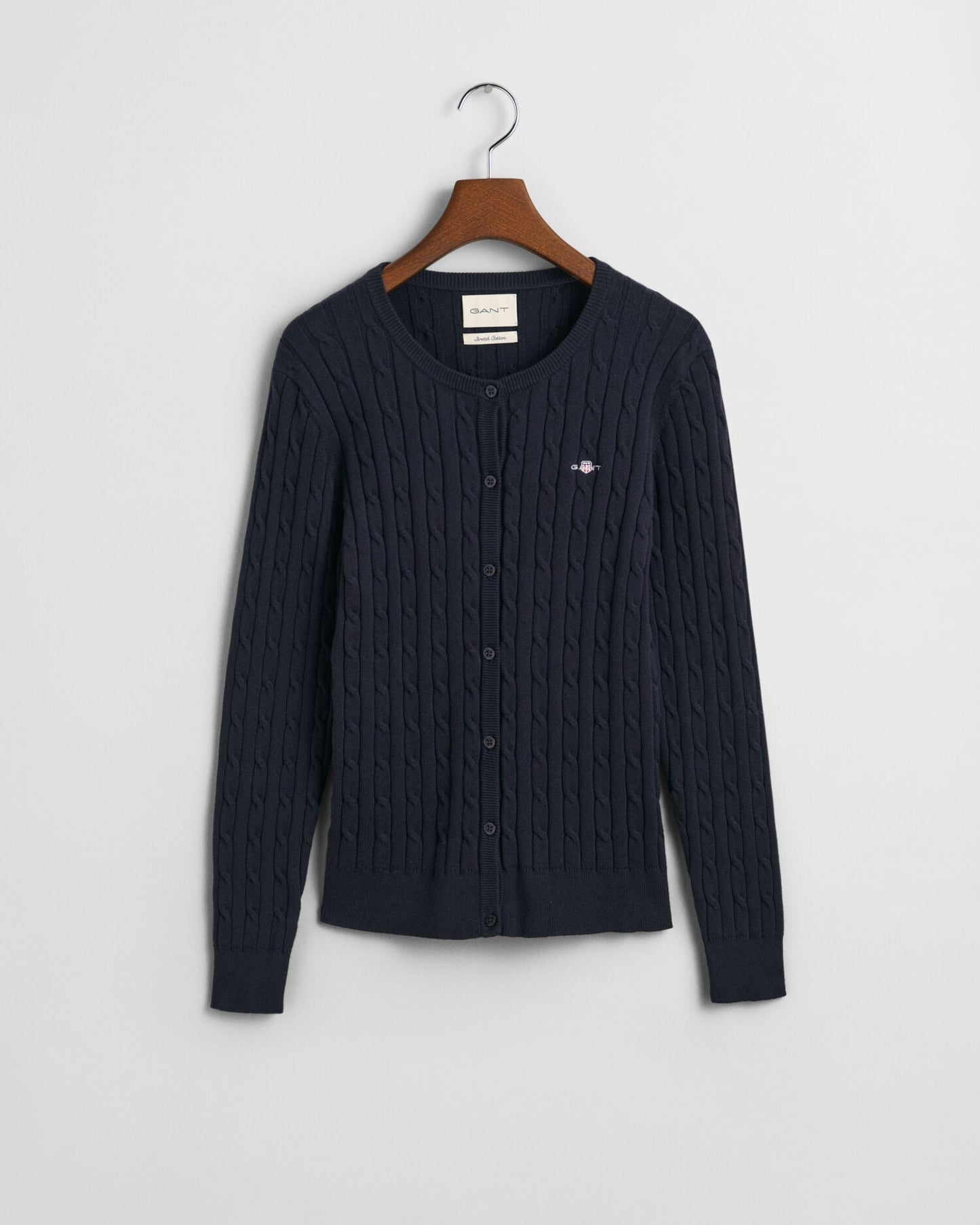 Stretch Cotton Cable Knit Cardigan