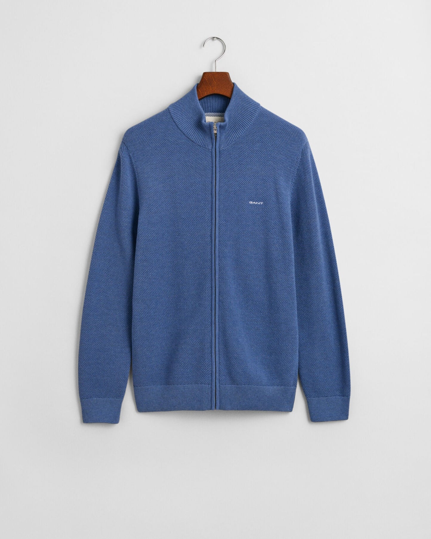Cotton Pique Zip Cardigan