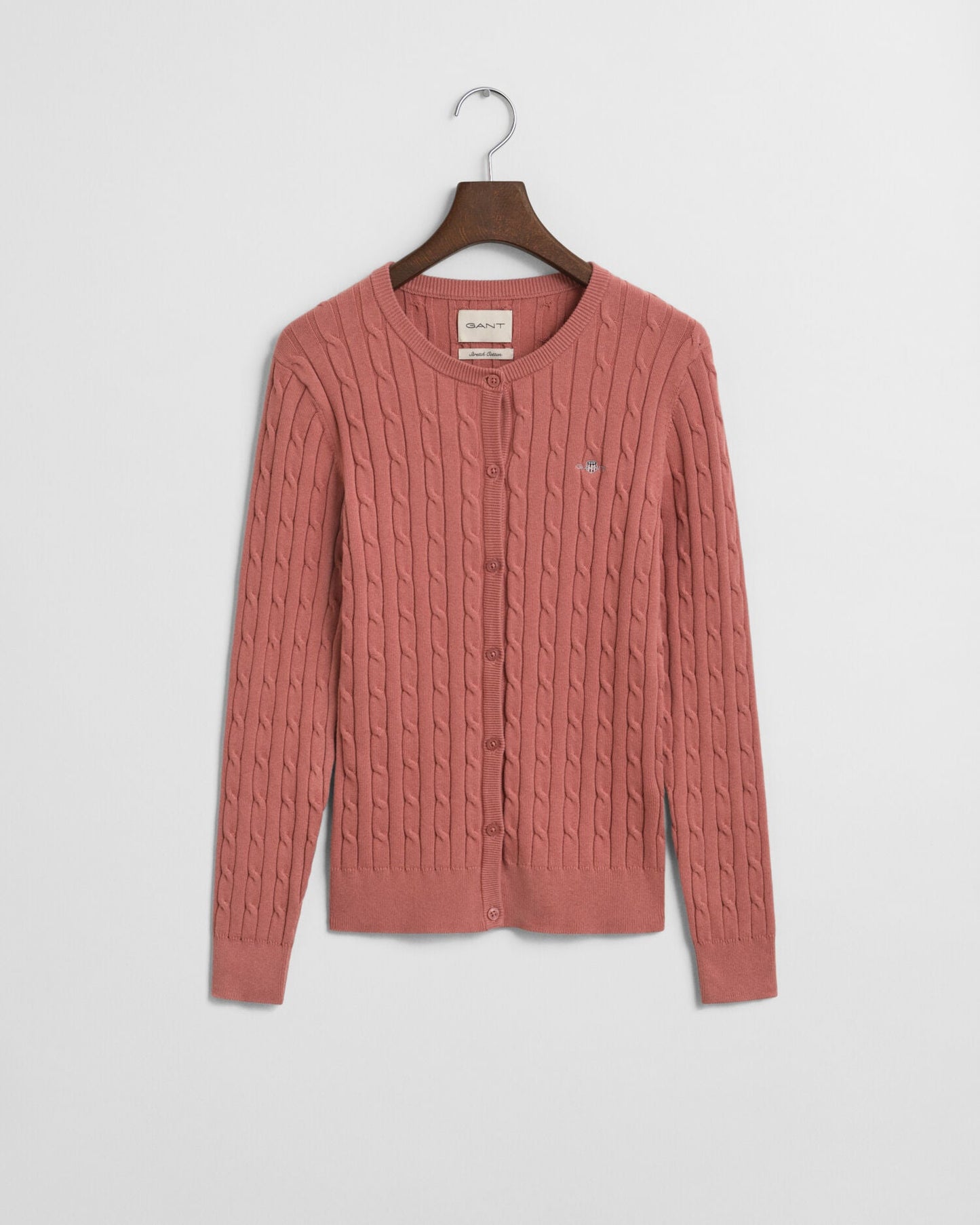 Stretch Cotton Cable Knit Cardigan