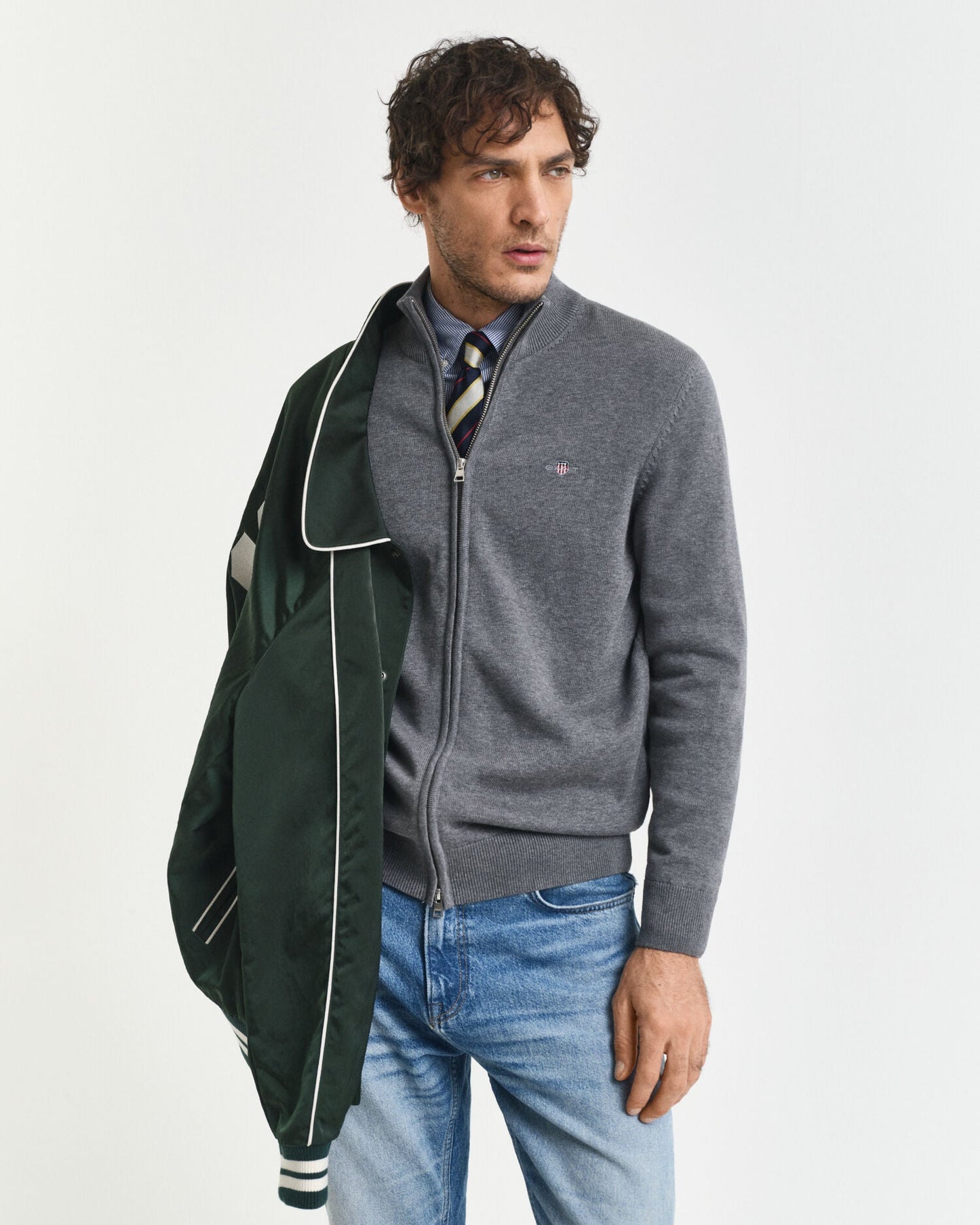 Casual Cotton Zip Cardigan