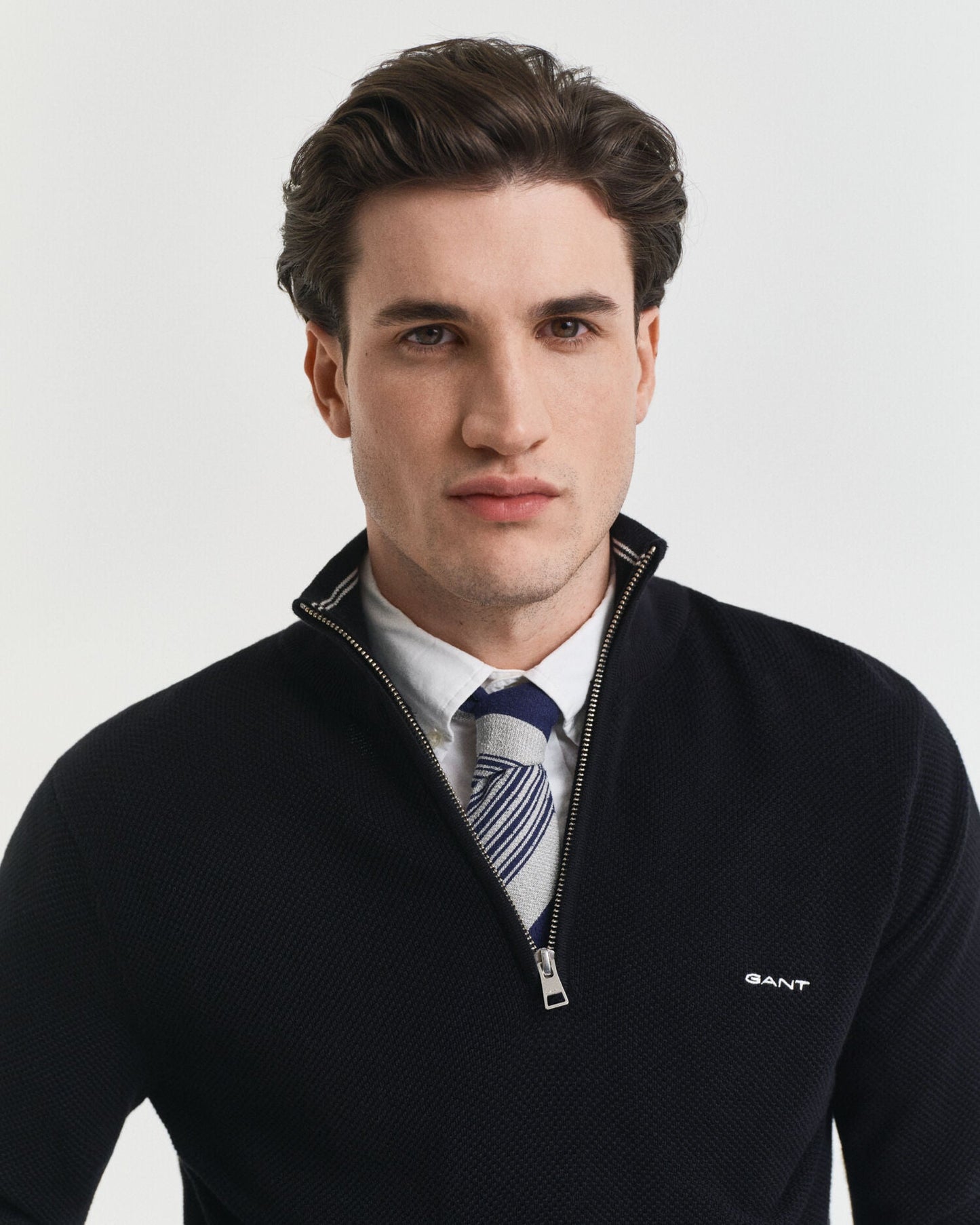 Cotton Pique Half-Zip Sweater