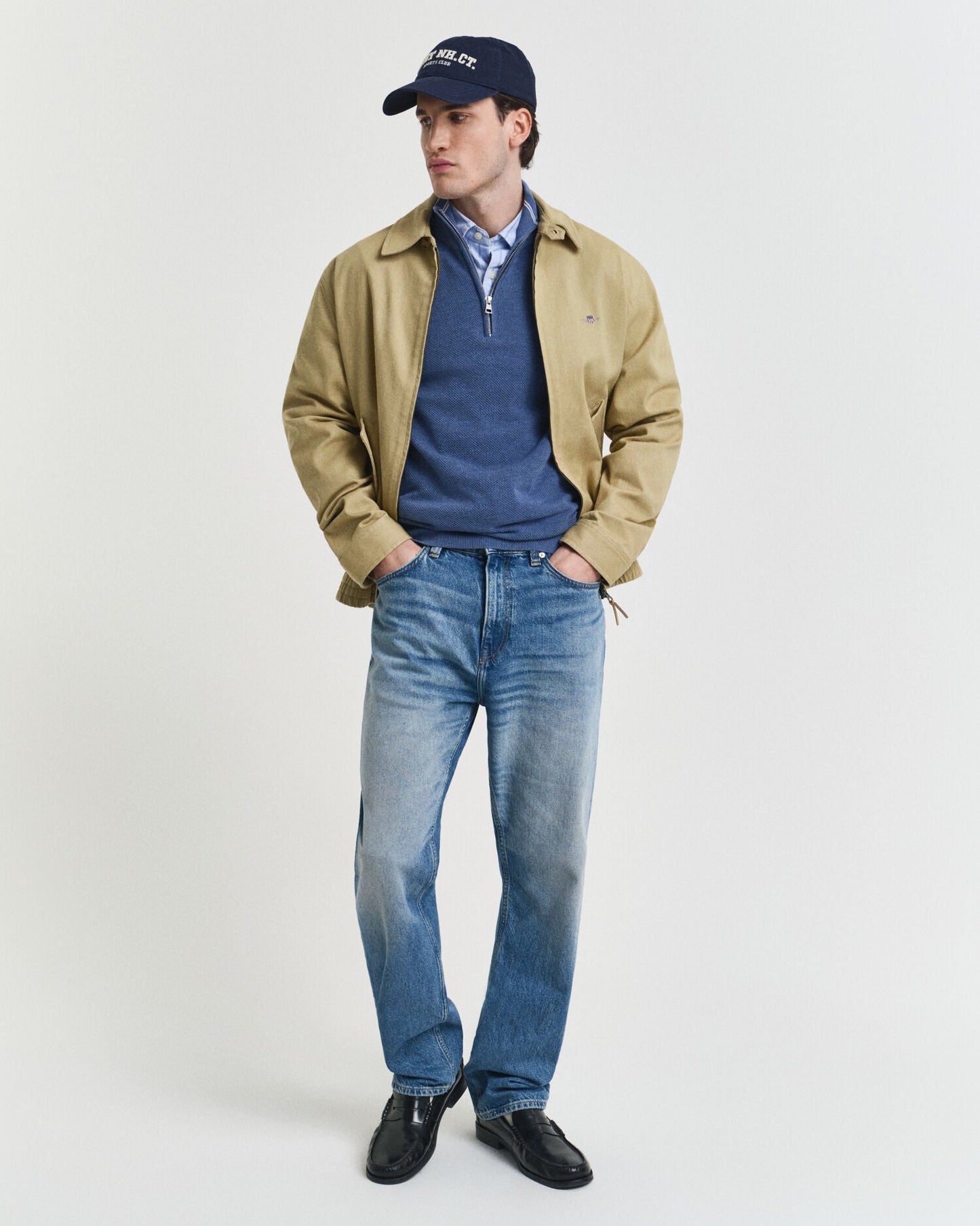 Cotton Pique Half-Zip Sweater