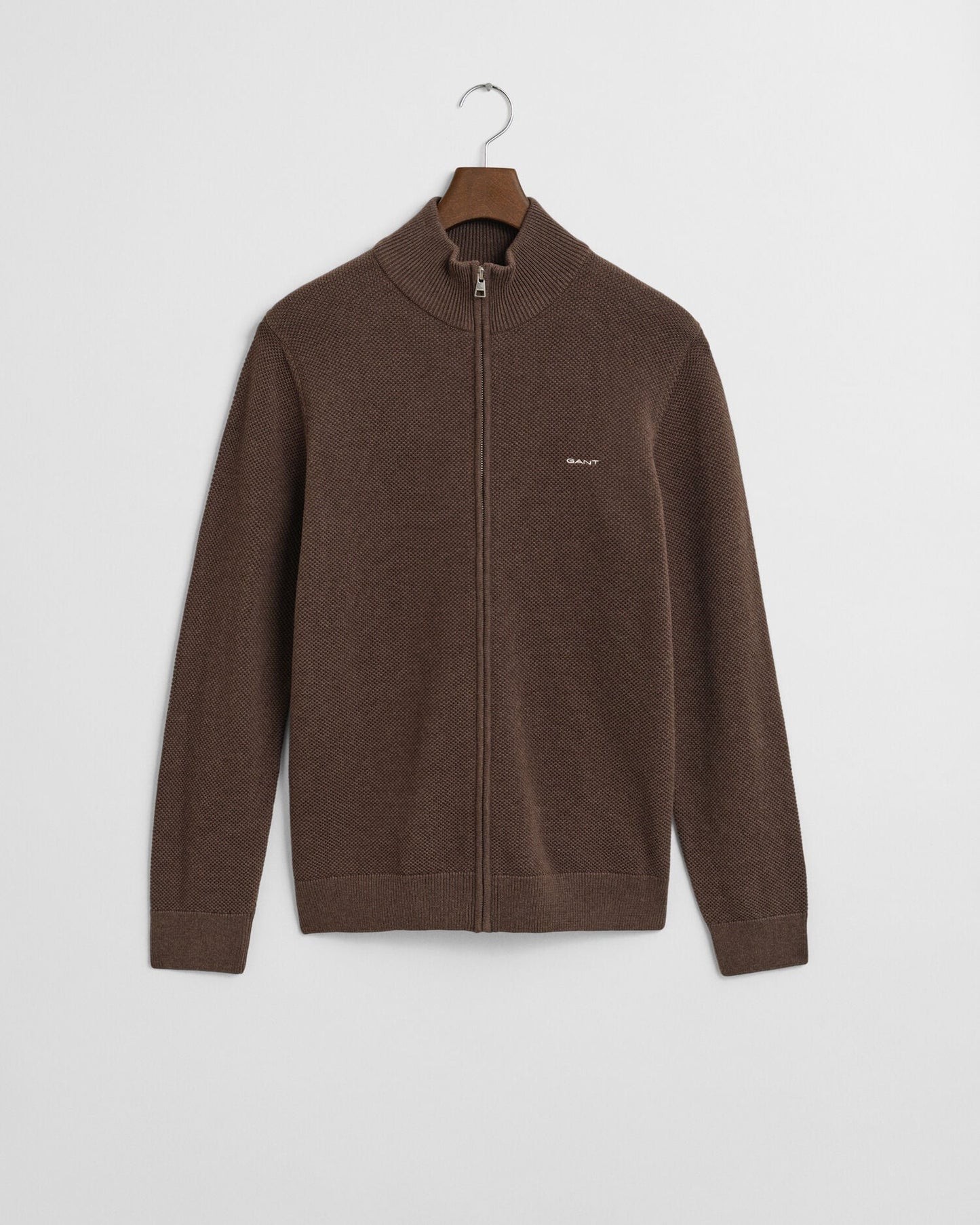 Cotton Pique Zip Cardigan