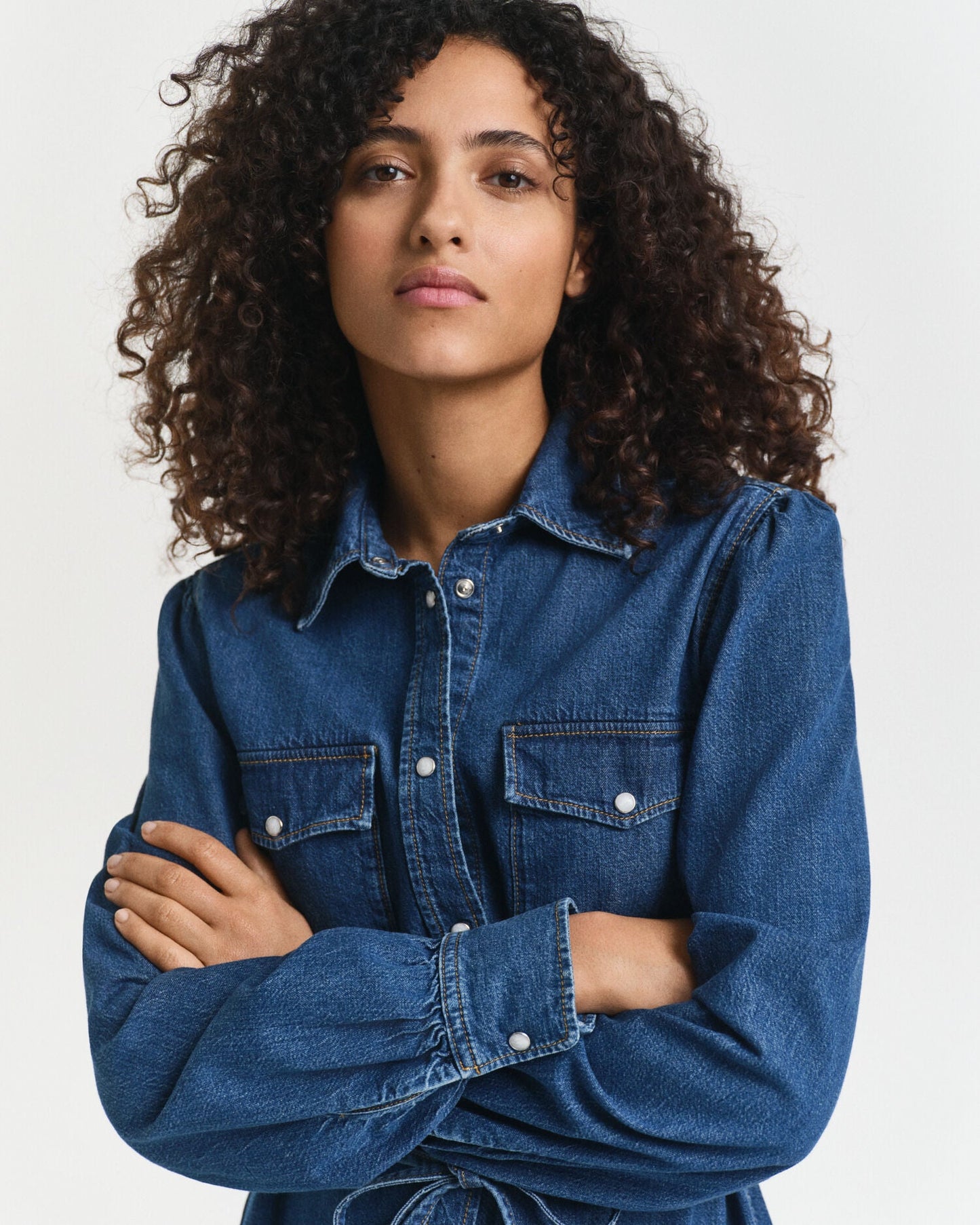 Puff Sleeve Denim Dress