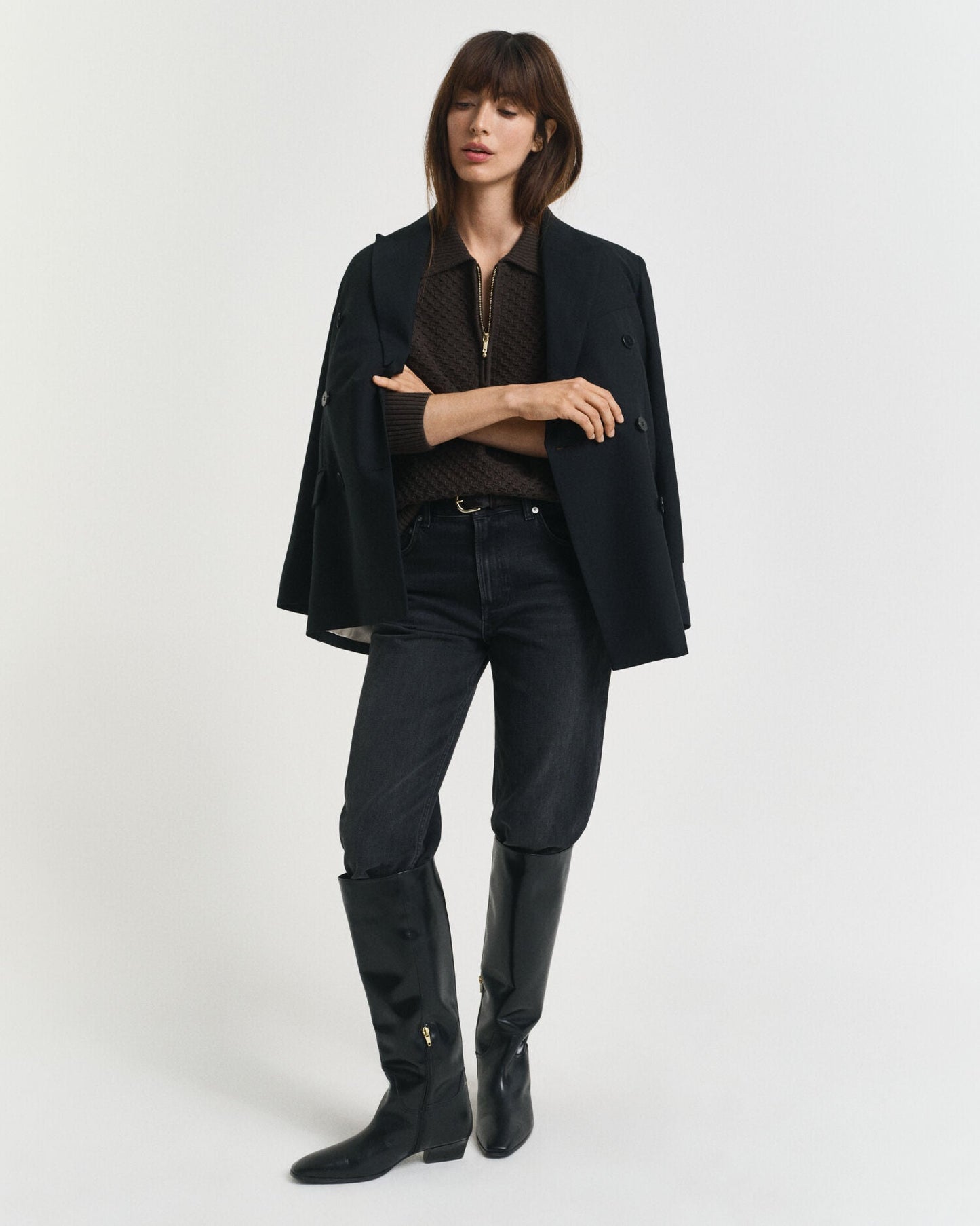 Textured Cotton Half-Zip Sweater